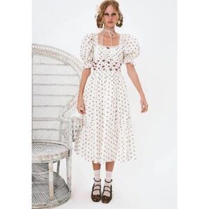 For Love & Lemons Giusti Rosebud Smocked Puff Sleeve Dress Victorian NWT 1X $269